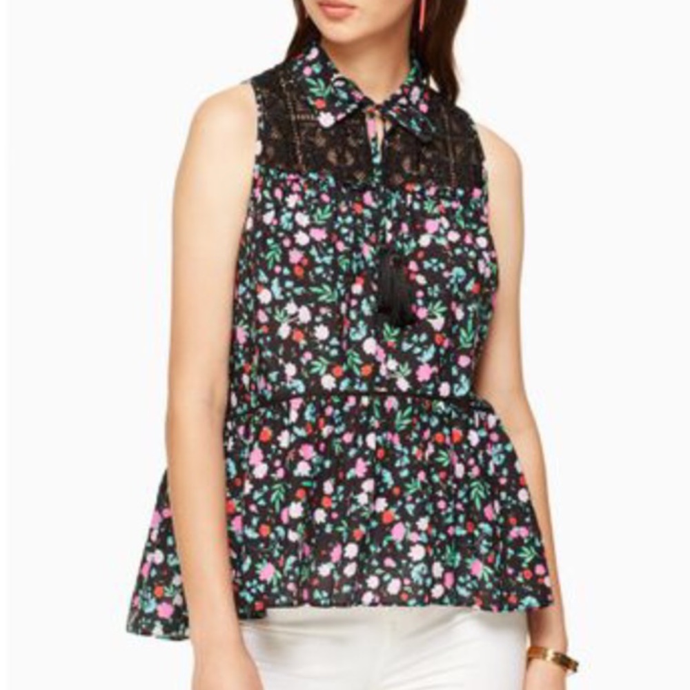 Kate Spade Greenhouse Lace Yoke Top